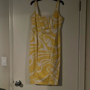 Yellow and white Calvin Klein dress